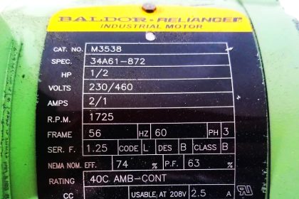 Electrical Motor Nameplate Details