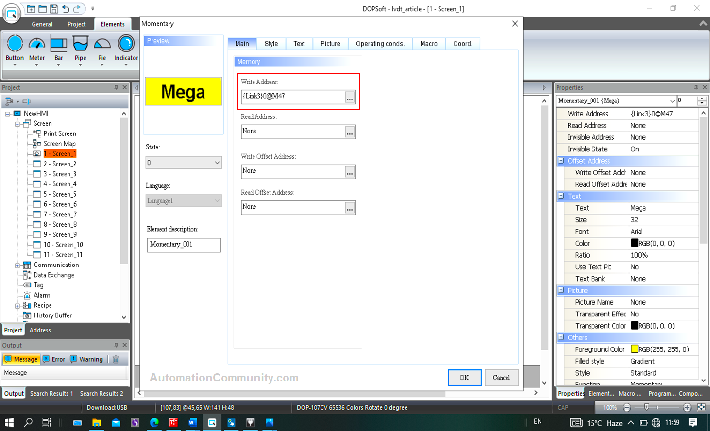 HMI Screen Design for Measurement
