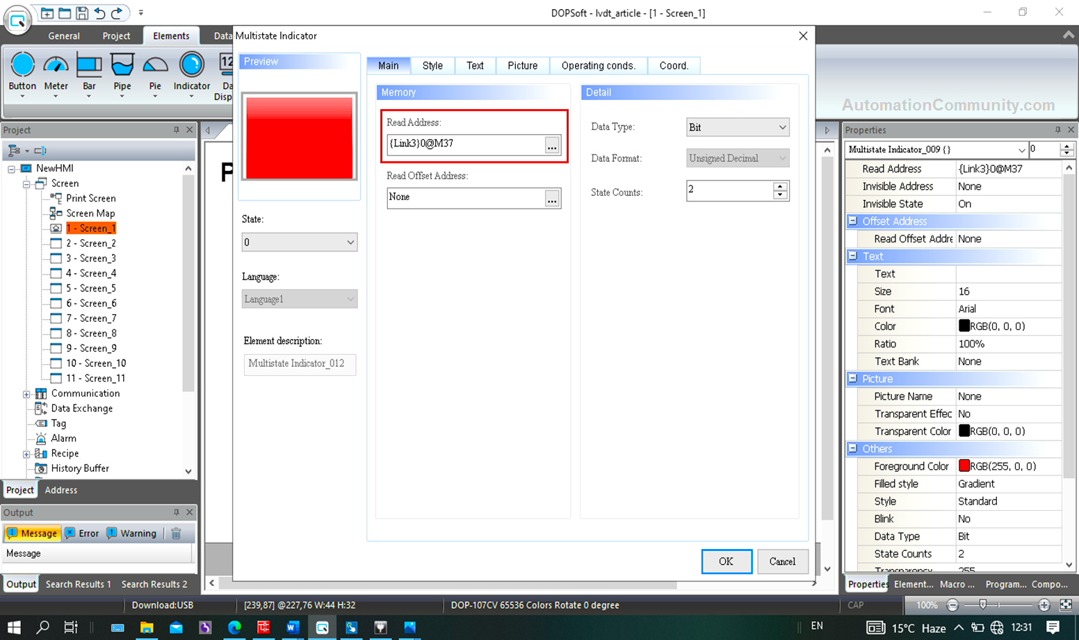 PLC HMI Multi-State Indicator