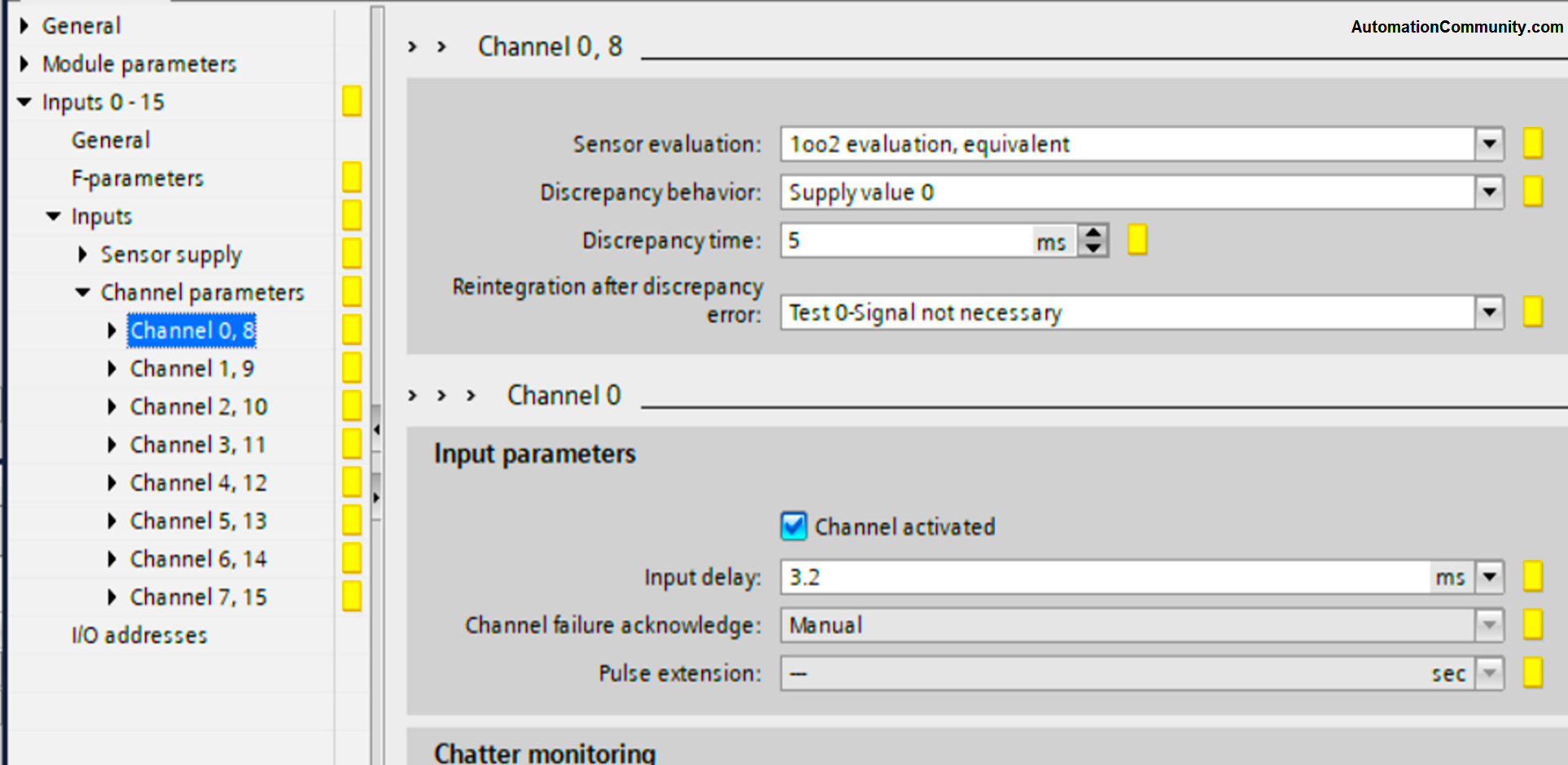 Redundancy in input channels of PLC