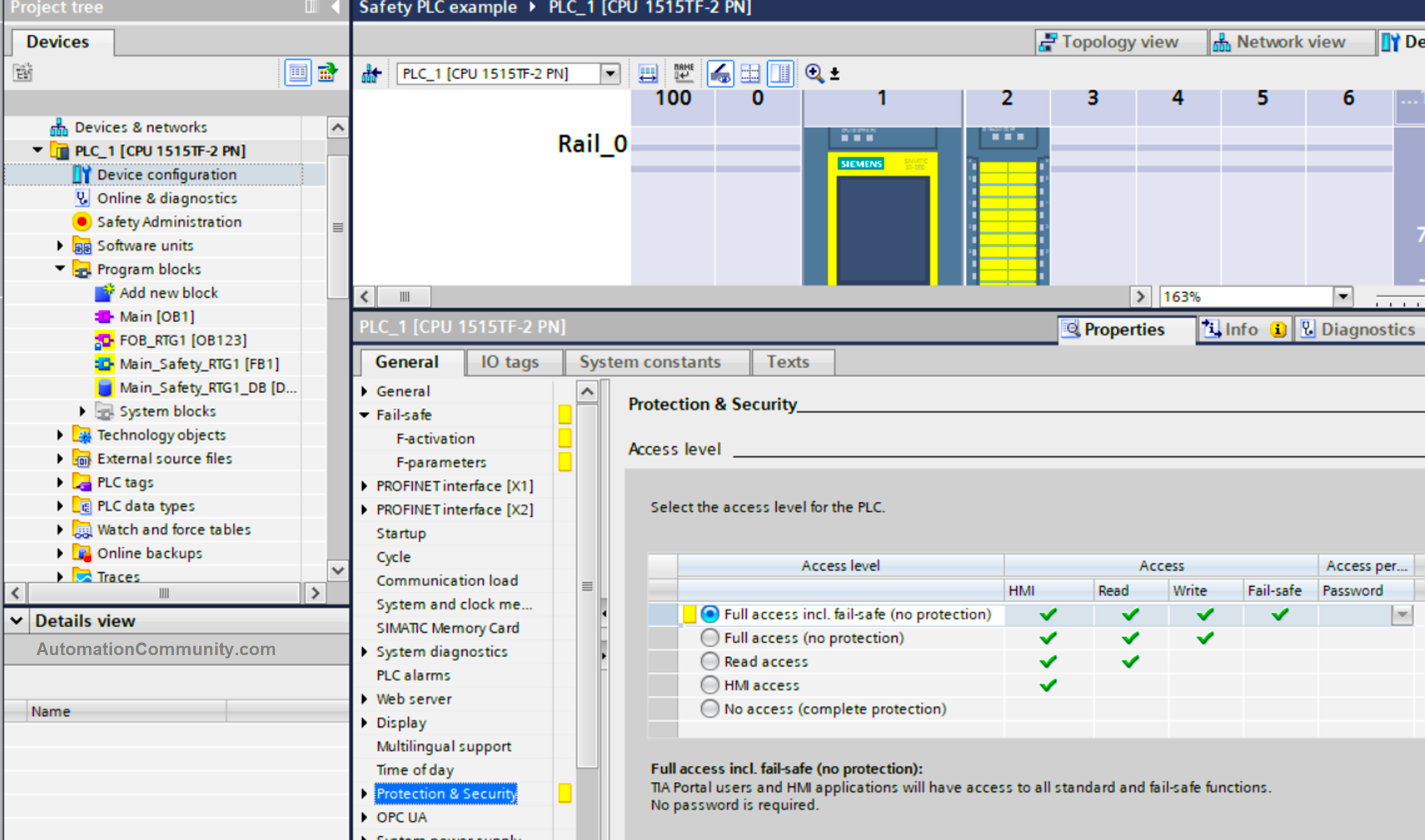 properties of CPU in Siemens Safety PLC