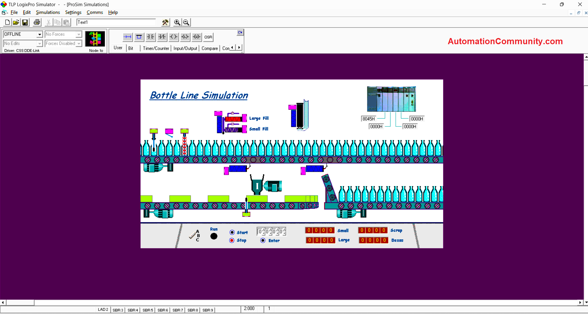 Bottle Line Simulation in LogixPro PLC Simulator