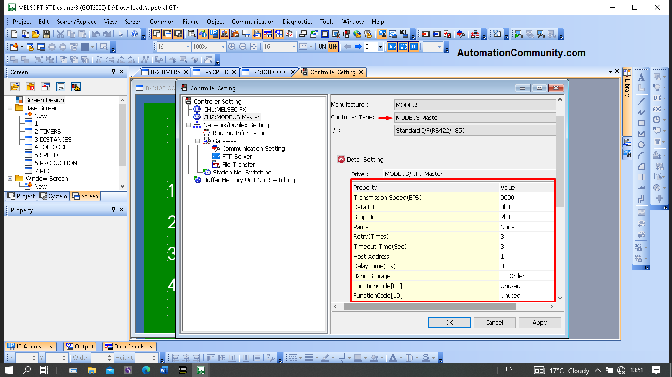 Modbus Master in MELSOFT